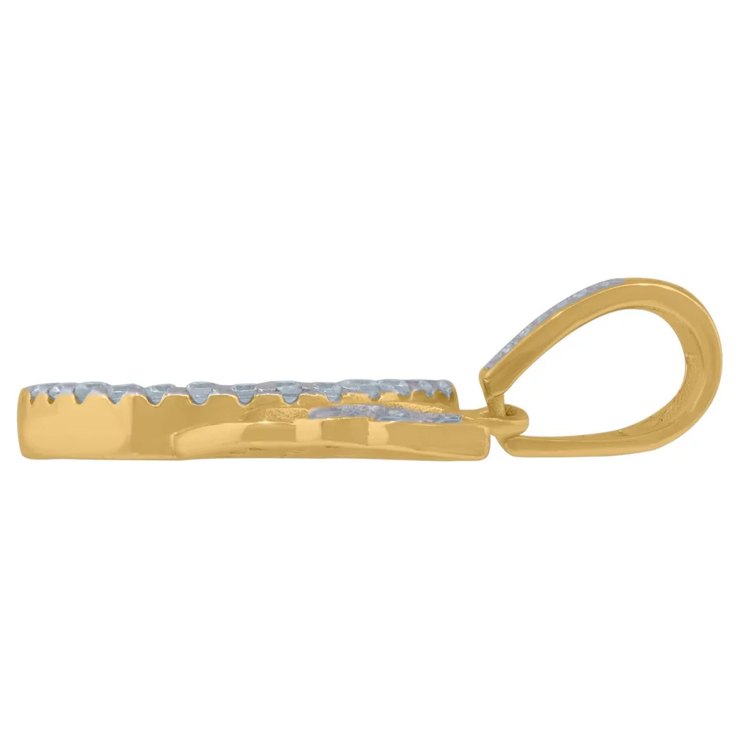 925 Sterling Silver Yellow tone Unisex CZ Angel Wings Religious Charm Pendant Necklace Measures 28x33mm Wid Jewelry Gift