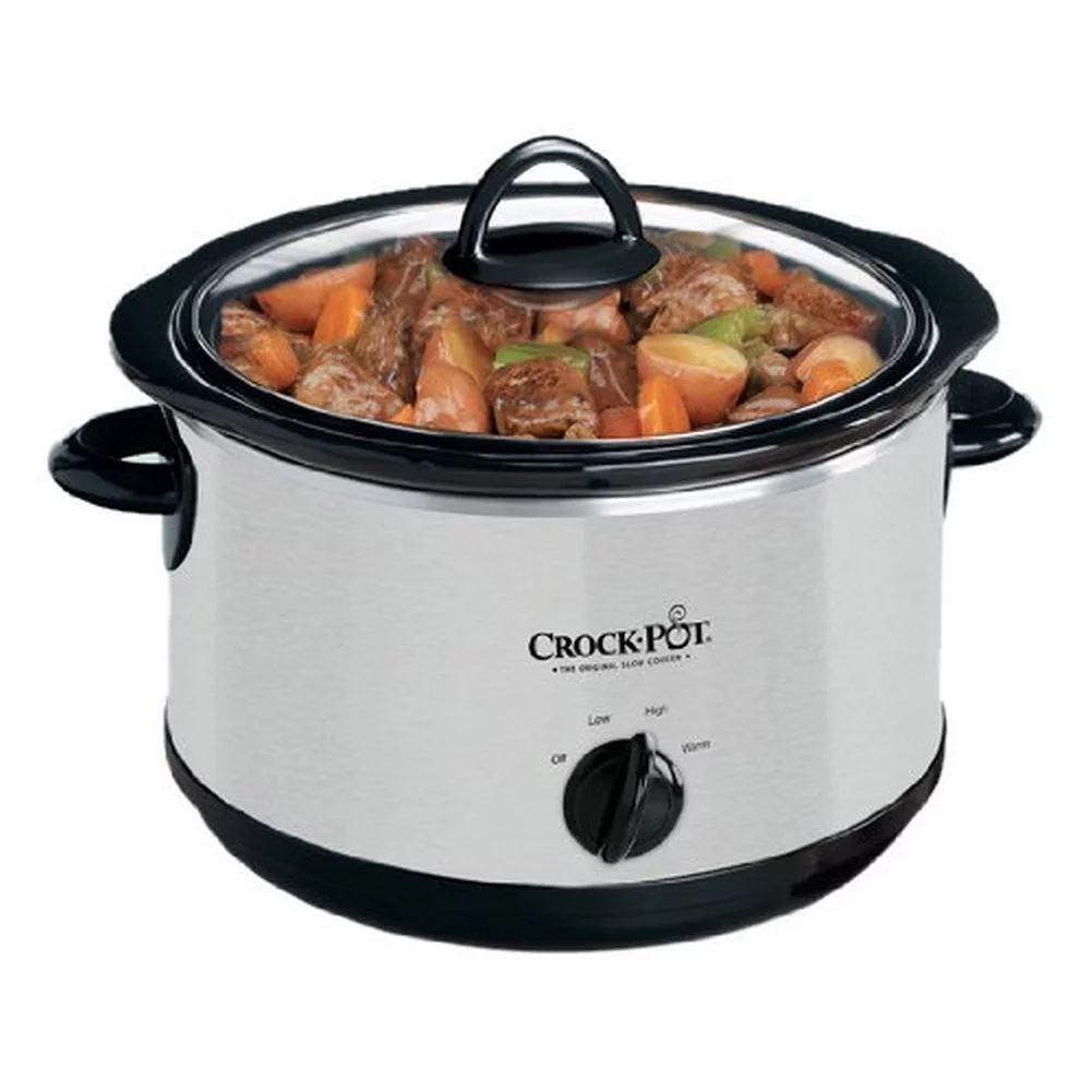 Crock-Pot SCR503SP 5-Quart Smudgeproof Round Manual Slow Cooker with Dipper, Silver