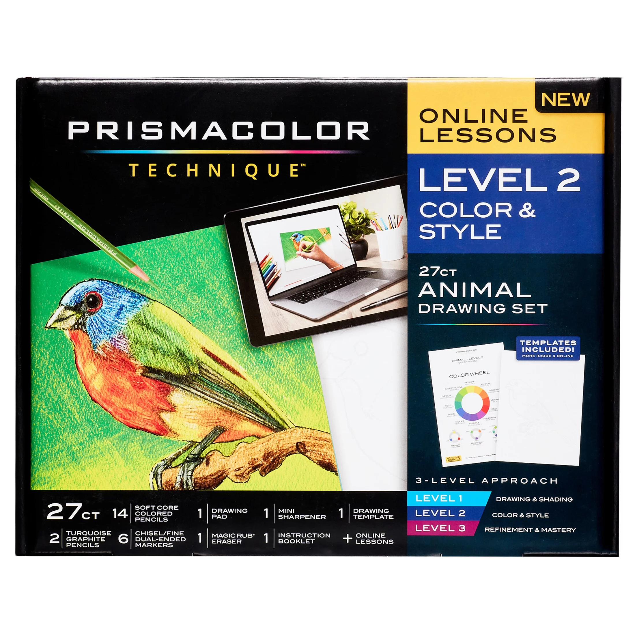 Prismacolor Technique Drawing Set, Level 2 Color & Style, 27-Piece Animal Drawing Set