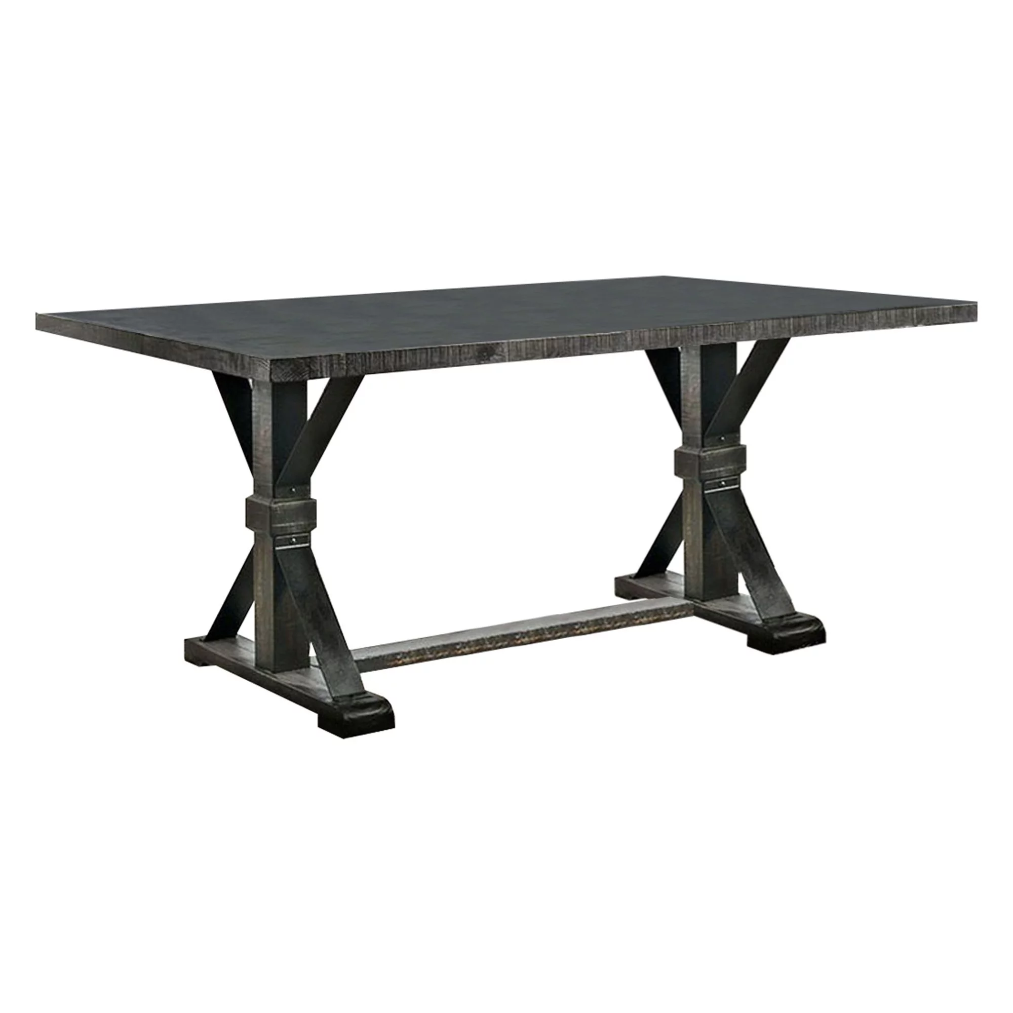 Dining Table With Trestle Base , Antique Black