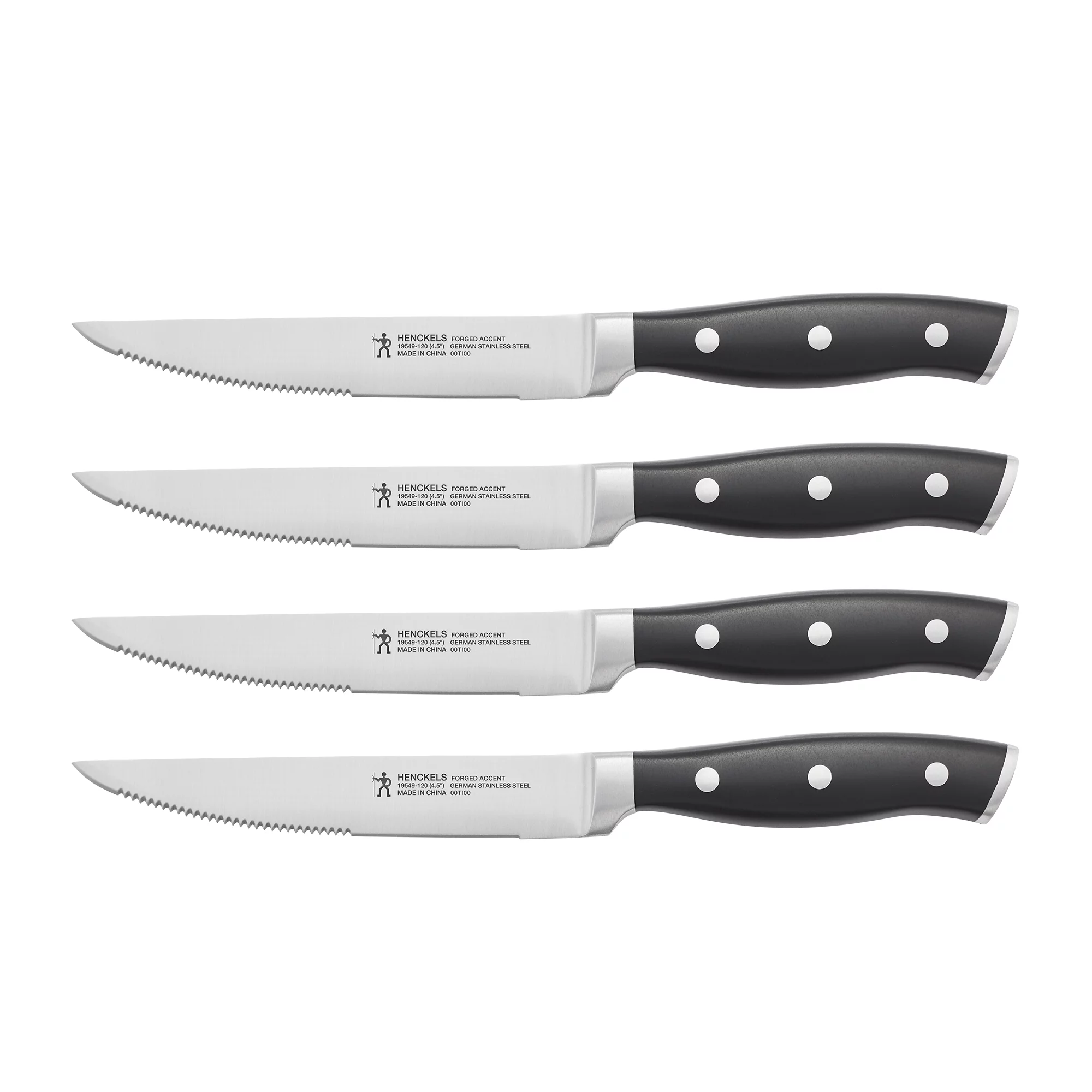 Henckels Forged Accent Set of 4 Steak Knife Set, German Engineered Informed by 100+ Years of Mastery, Black