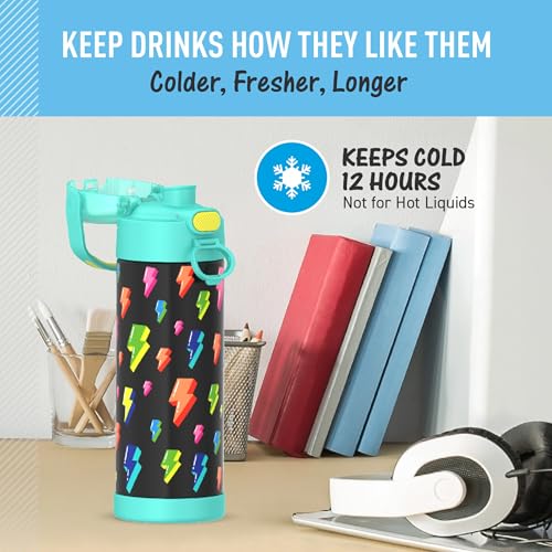 THERMOS FUNTAINER 16 Ounce Stainless Steel Vacuum Insulated Bottle with Wide Spout Lid, Apricot