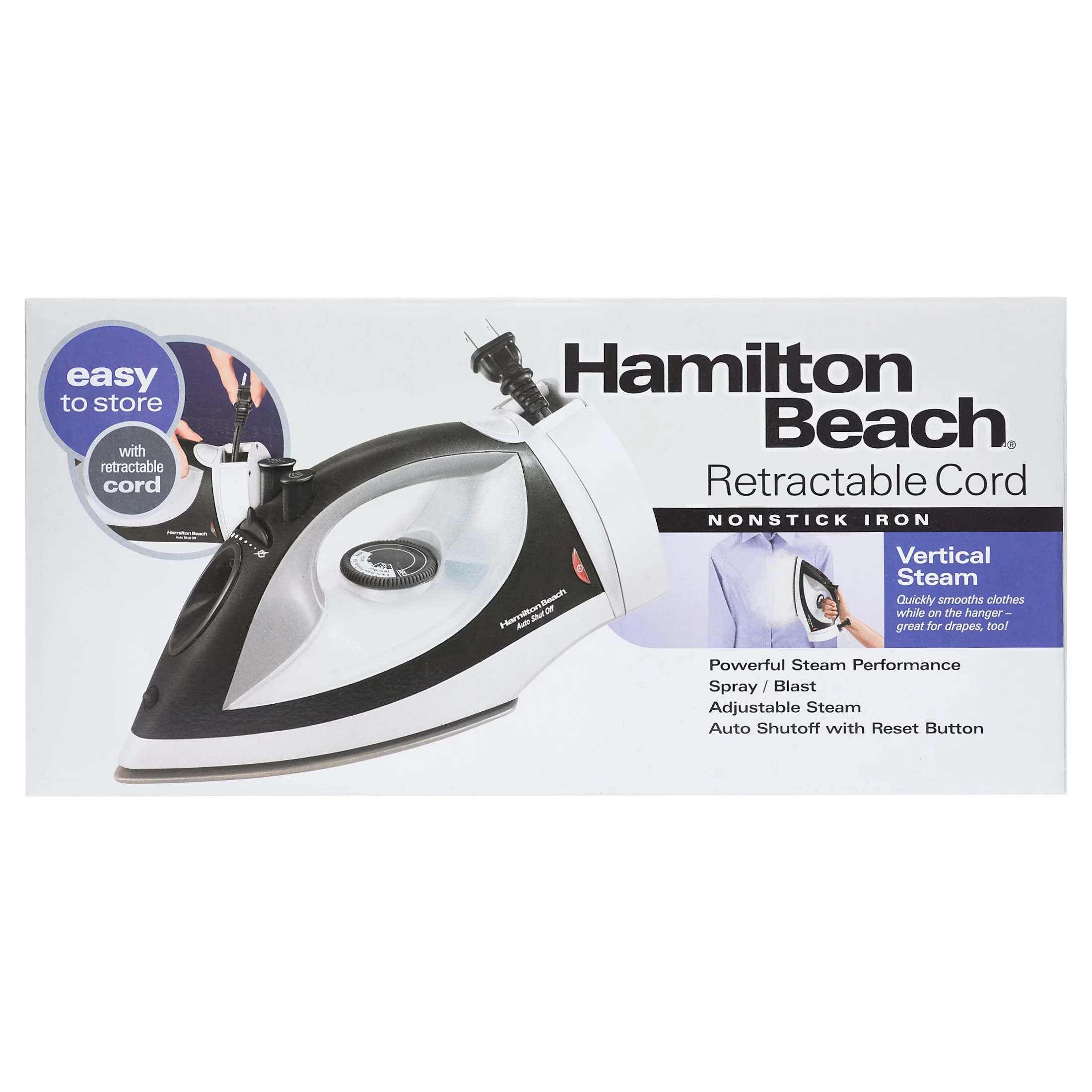 Hamilton Beach Retractable Cord Iron, Model #14210R