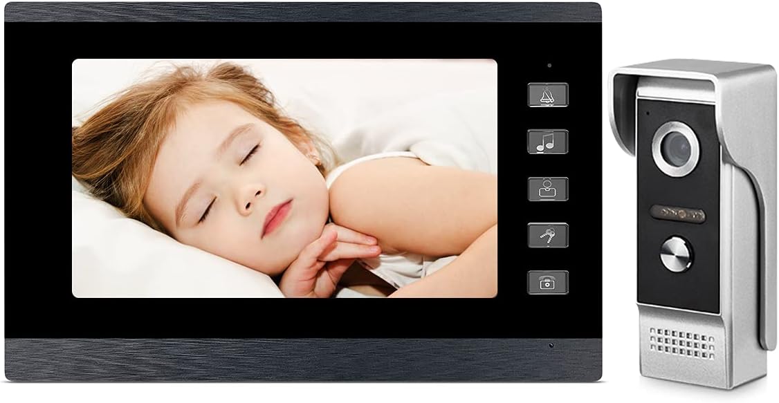 Video Intercom System,Wired Video Doorbell WOLILIWO Video Doorphone System Support Unlock,Dual-Way Intercom for Home Office,Easy Installation (1pcs Camera 2pcs Monitor)