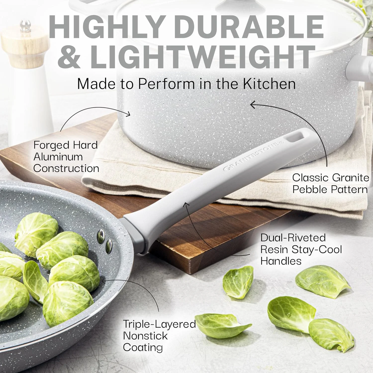 Granitestone 20 Pc Pots and Pans Set Non Stick Cookware Set, Kitchen Cookware Sets