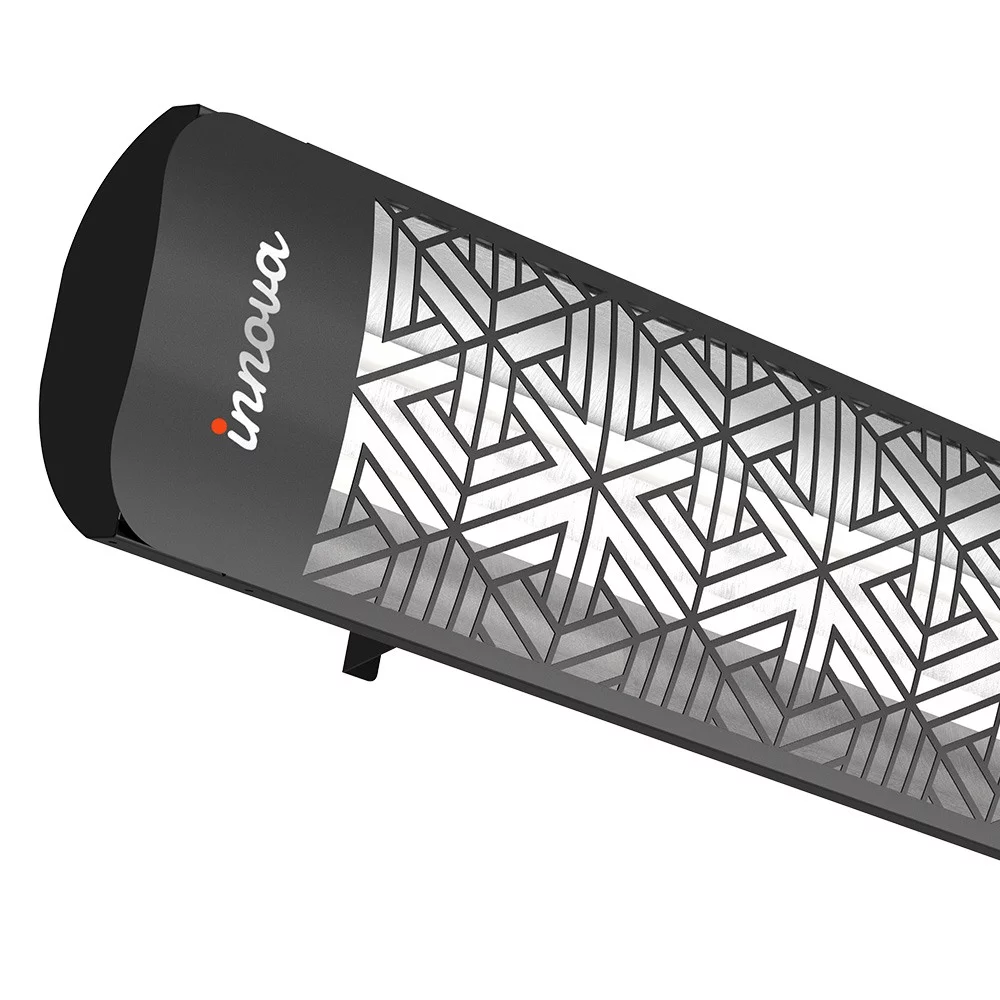 Innova-5000 Watt Electric Infrared Dual Element Heater-480 Voltage-Black Finish-Mason Decorative Fascia-Outdoor Wall Mount Electric Heater-EF50480B3