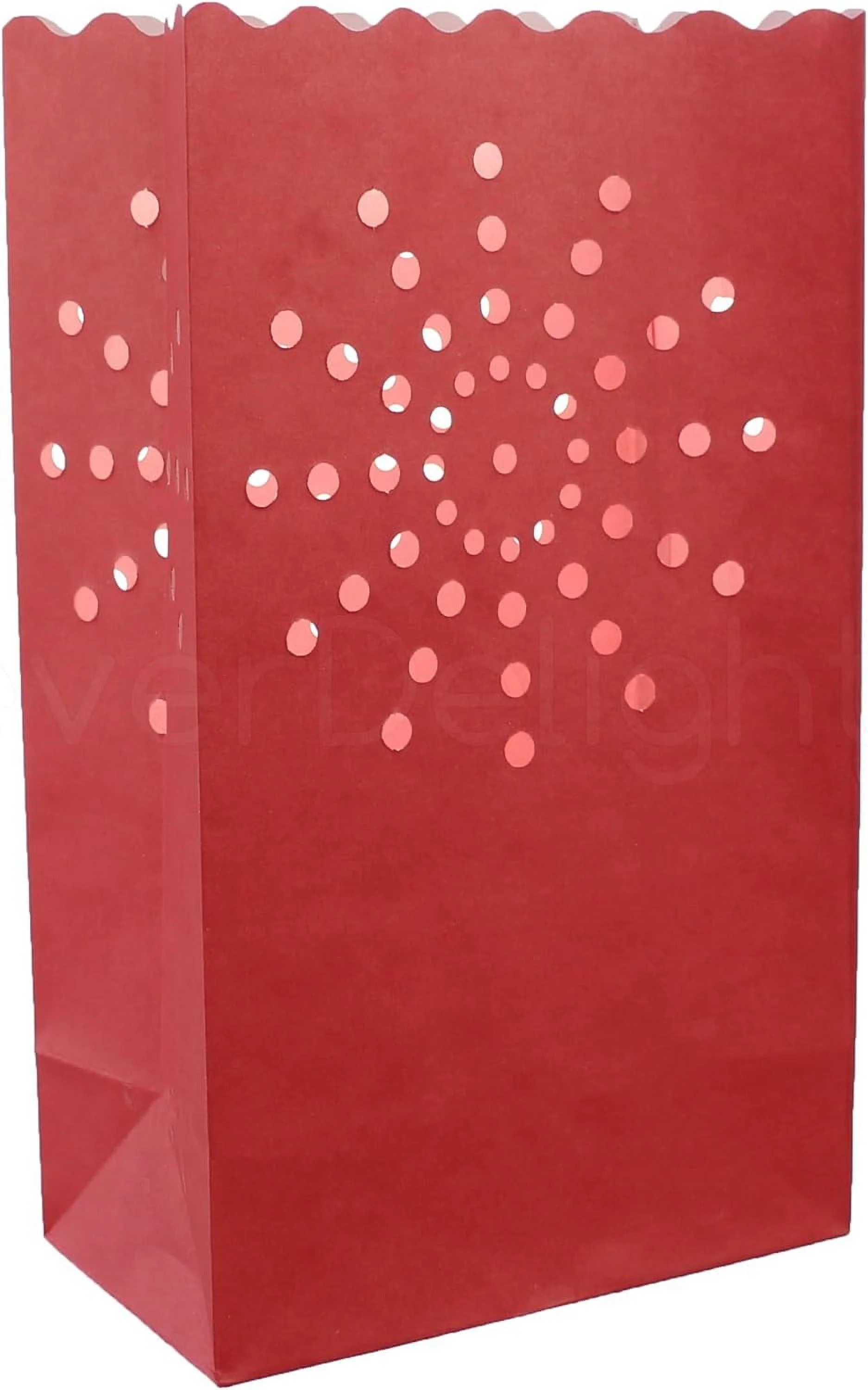 Red Sunburst Luminary Bags - 50 Count - Wedding Party Tropical Christmas Holiday Luminaria