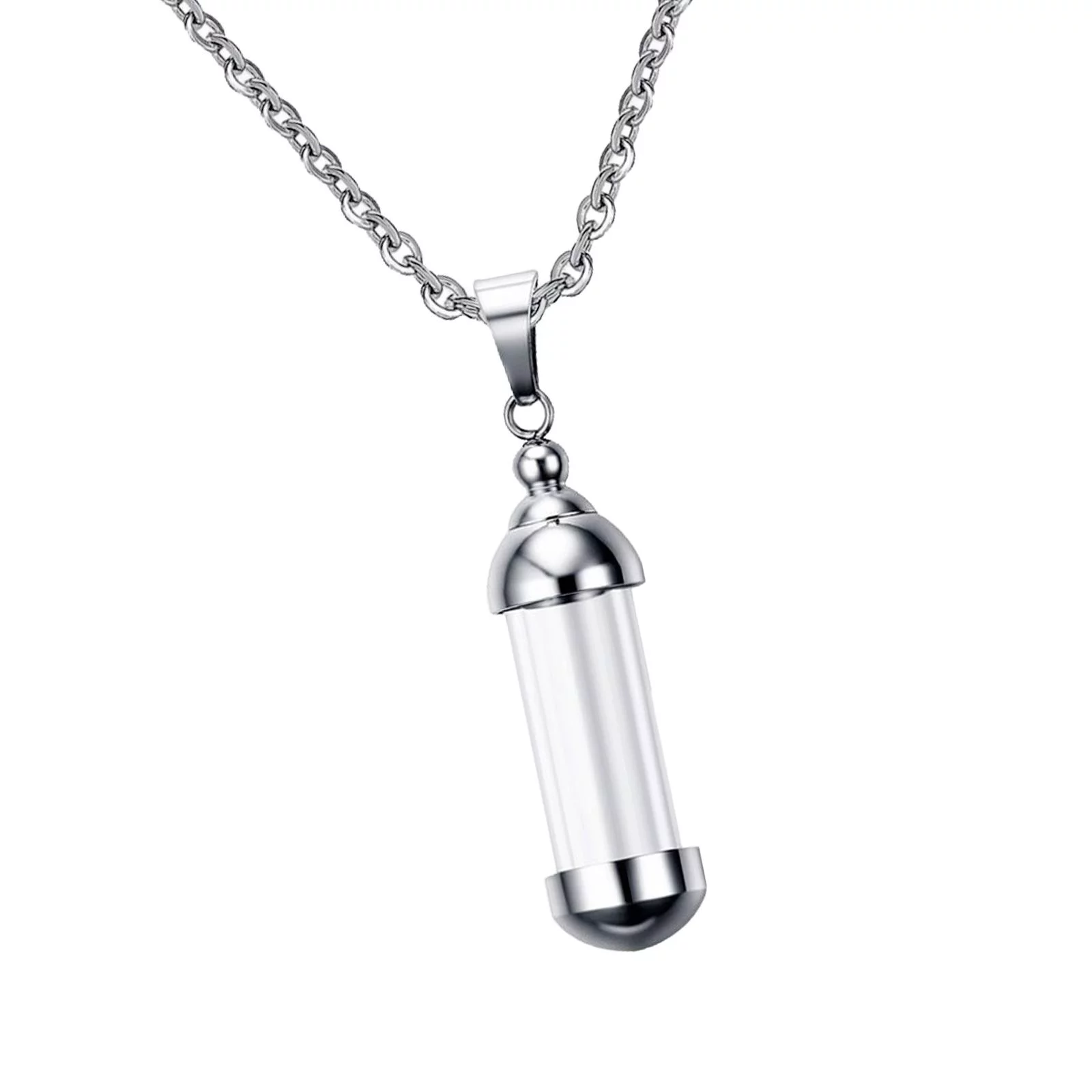 10Pieces Glass Vial Pendant Necklace Openable Urn Chain Clear Keepsake Ash Tube