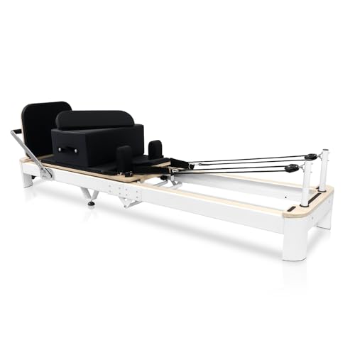 Foldable Pilates Reformer Machine with Aluminum Frame – Portable Reformer Pilates Equipment for Home or Studio, Includes Box, Jump Board, Aluminum Foldable Pilates Machine