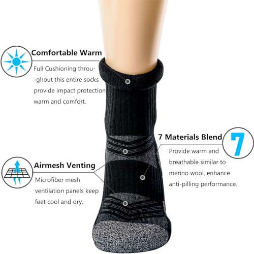 CWVLC Crew Hiking Socks, Cushion, Moisture Wicking, Arch Compression Boot Socks