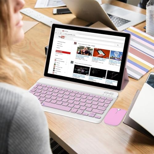 Android Tablet 2 in 1 Tablets 10 Inch, Tablet with Keyboard Mouse Case Protective Film Stylus Android Tableta Computer Set 10.1