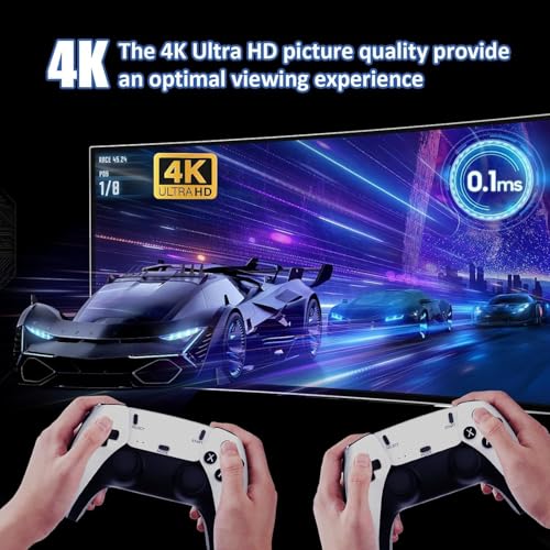 Upgrade Wireless Retro Game Console Stick, Nostalgia Gaming Stick, Plug & Play TV Video Gaming Stick with 128G & 30000+ Games, 4K HDMI Output,2.4G Wireless Controllers (128g(30000 Games))