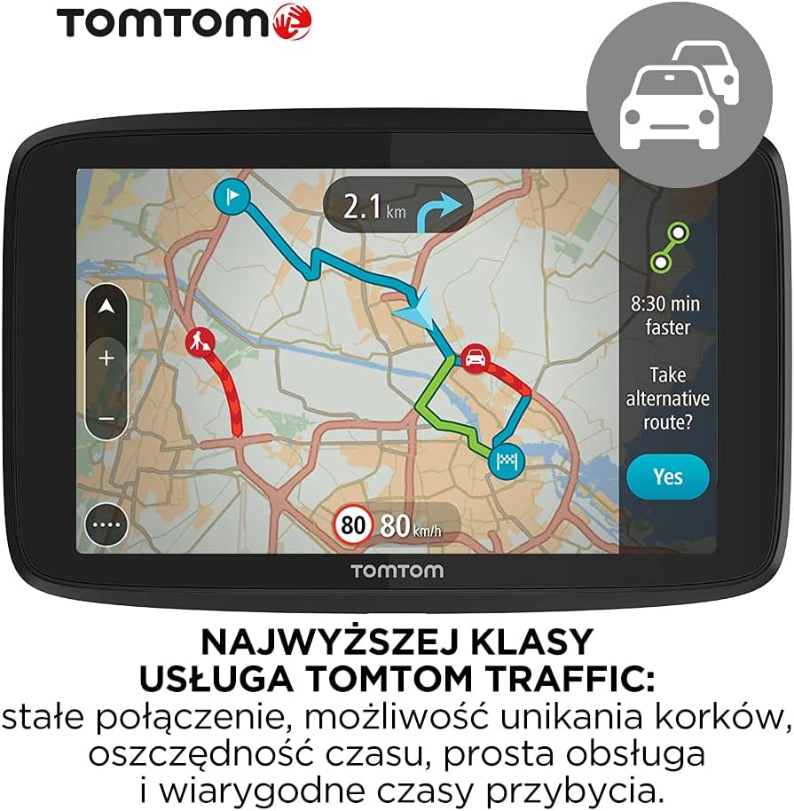 TomTom Car Sat Nav GO Essential, 6 Inch, with Traffic Congestion and Speed Cam Alert trial thanks to TomTom Traffic, EU Maps, Updates via WiFi, Handsfree Calling, Click-and-Drive Mount