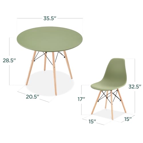 Best Choice Products 5-Piece Dining Set, Compact Mid-Century Modern Table & Chair Set for Home, Apartment w/ 4 Chairs, Plastic Seats, Wooden Legs, Metal Frame - White/Walnut