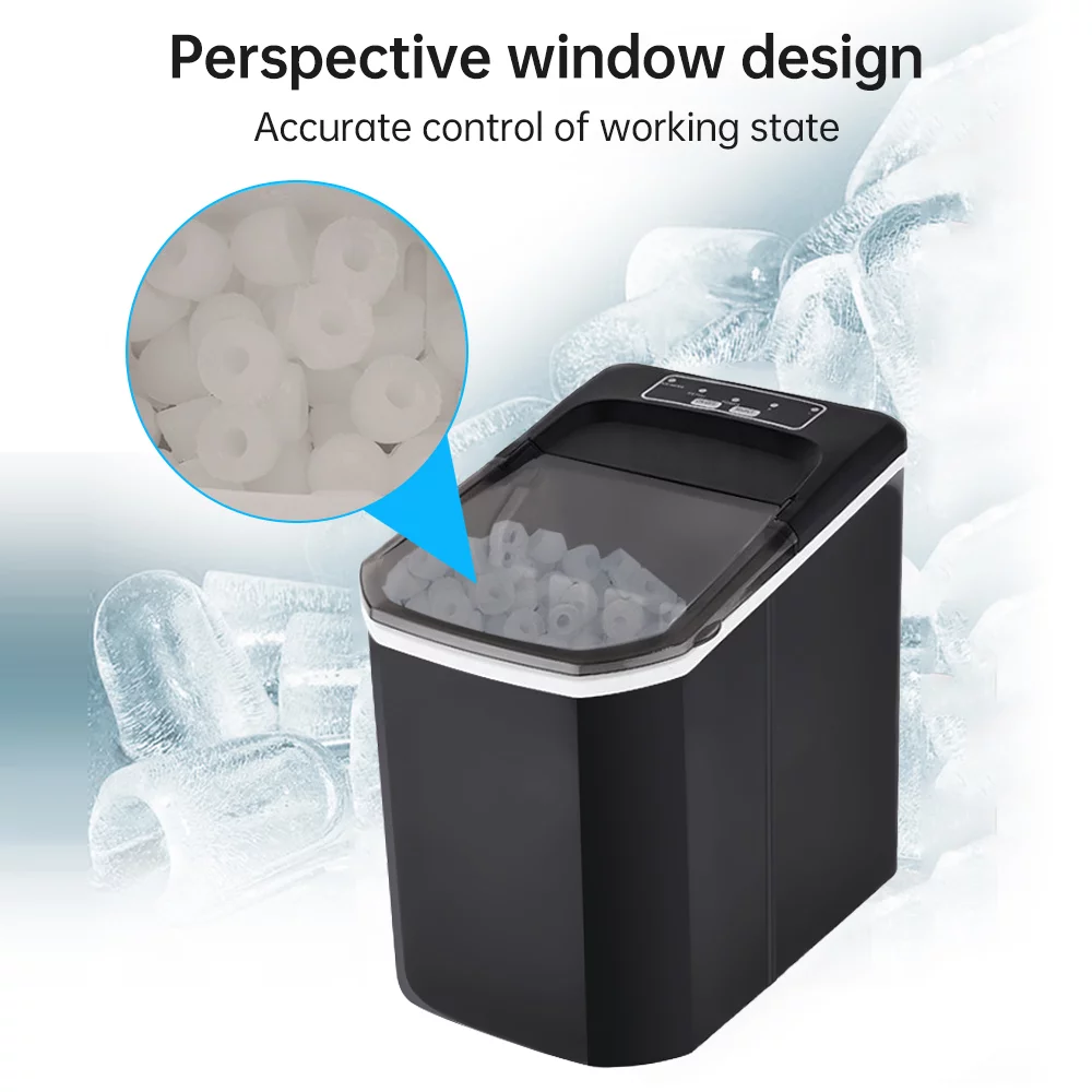 Lixada Ice Maker Countertop 10Cubes in 6 Mins Self-Cleaning 26lbs per 24Hrs 2 Sizes Home Kitchen Office Bar Party Ice Basket Included