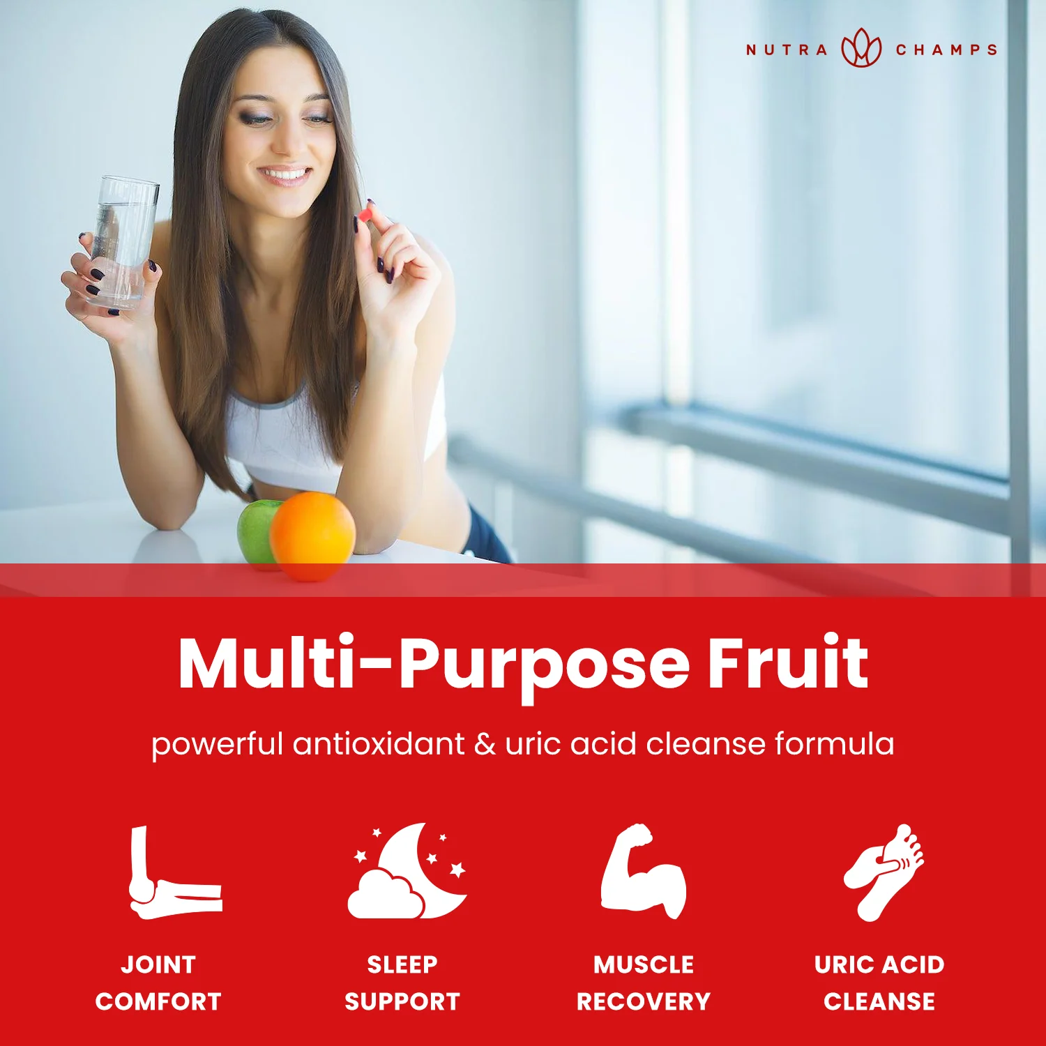 NutraChamps Tart Cherry Gummies - 2 Pack - 3000mg Supplement with Celery Seed Extract - Vegan Tart Cherry Concentrate Gummy Vitamin - 120 Count