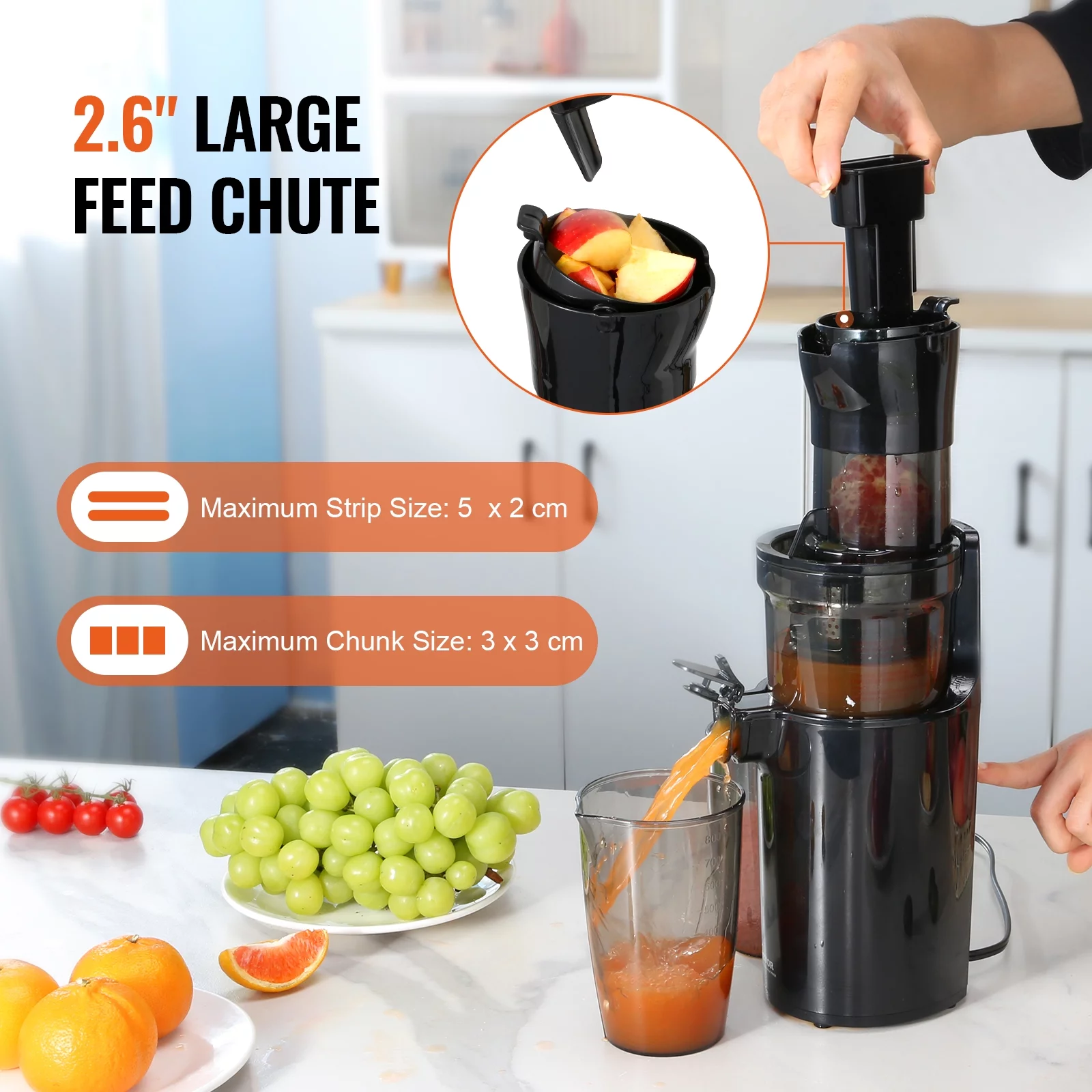 BENTISM Masticating Slow Juicer Electric Cold Press Squeezer Vegetables and Fruits