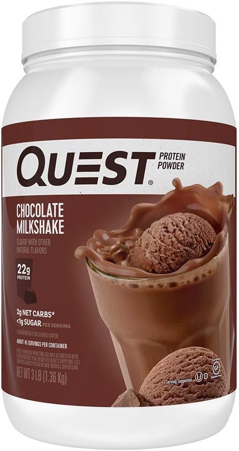 Quest Nutrition Chocolate Milkshake Protein Powder, Low Carb, Gluten Free, Soy Free, 48 Ounce (Pack of 1) Pack of 2