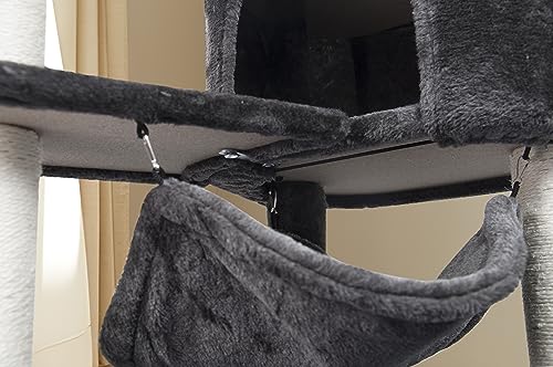 YUNIQUE Cat Tree with Cat Condo and Big Hammock, Grey