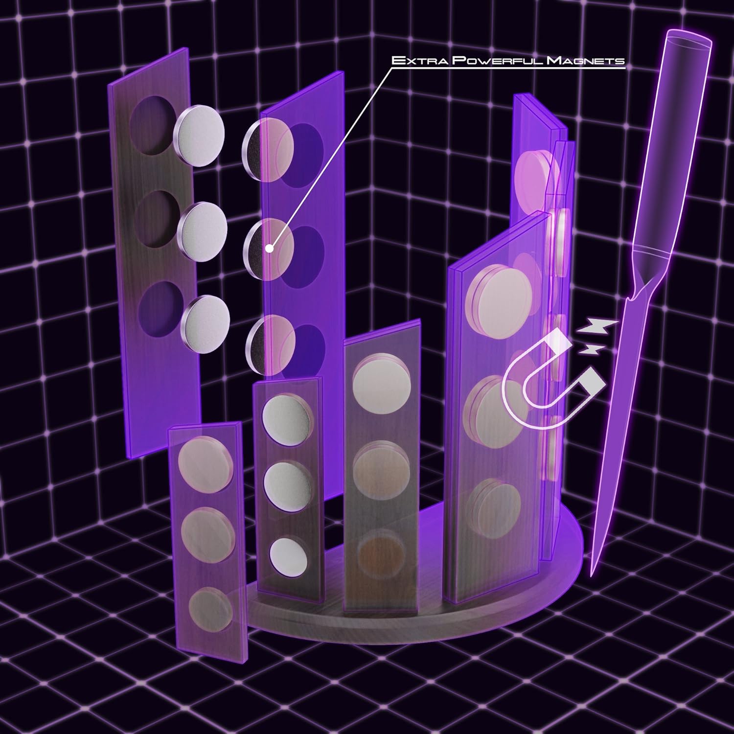 DALSTRONG Knife Block Set - 6-Piece w/Magnetic Knife Stand - Phantom Series - Japanese High-Carbon - AUS8 Steel - Pakkawood Handle