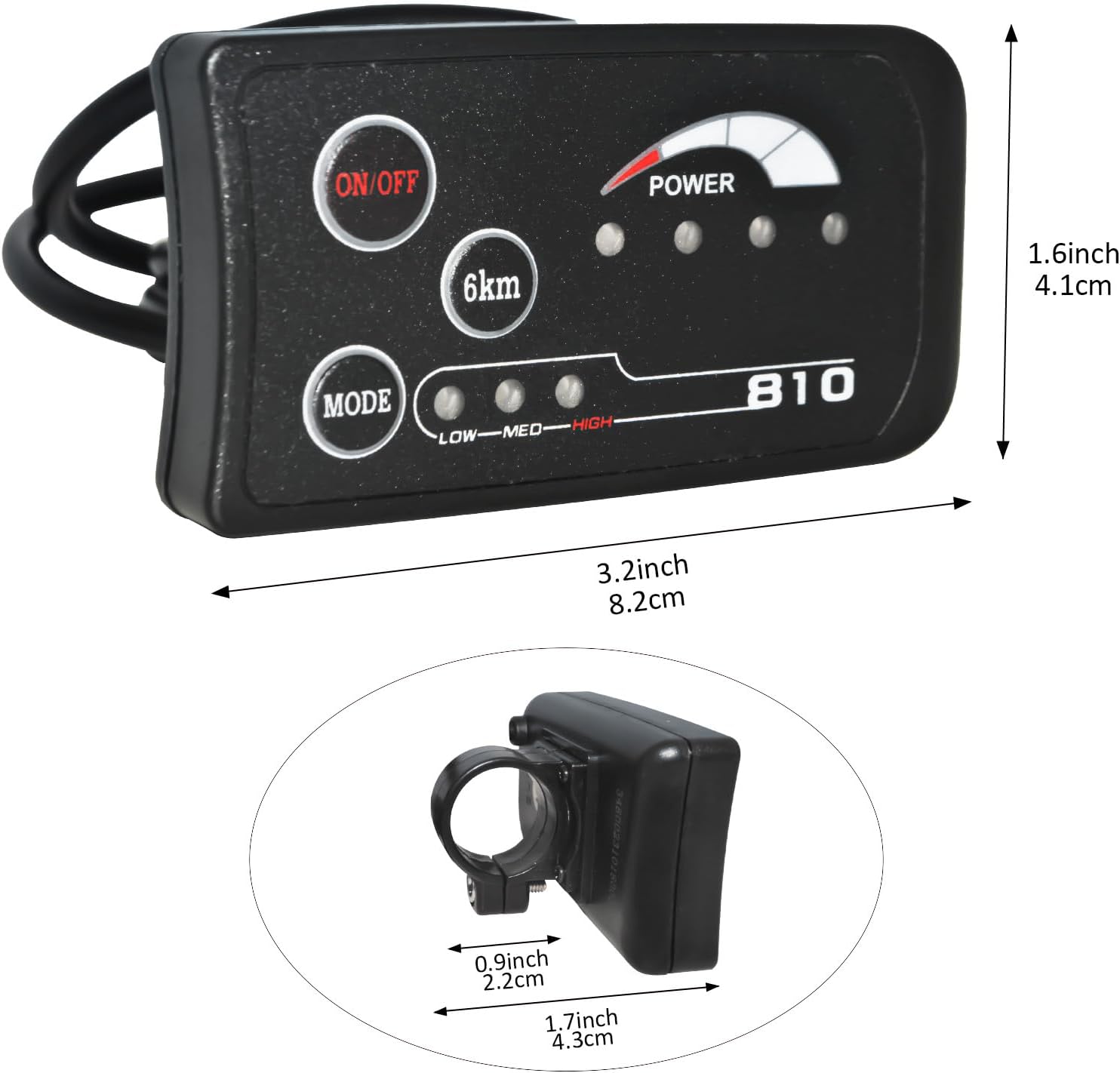 Electric Bicycle Control Panel, 36V/48V S810 LED Display Compatible with Electric Bikes, Waterproof Power Display 4 Wire SM Plug for Scooters for Modification, E-Bike