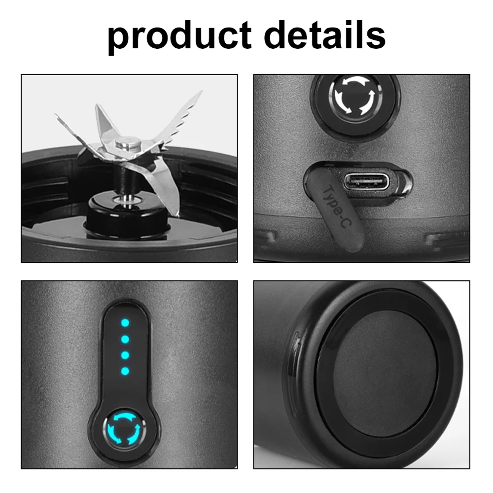 Walmart Reliable Material Portable Blender Cup USB Electric Fruit Juicer Rechargeable Juice Mixer 530ml Travel Camping