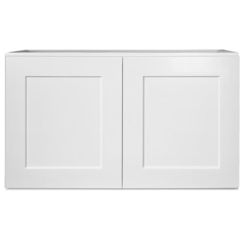 Brookings Shaker Unassembled Bridge Wall Kitchen Cabinet W3018, 30 W x 12 D x 18 H, Painted White with Sherwin Williams®, Solid Wood – Design House, 561662