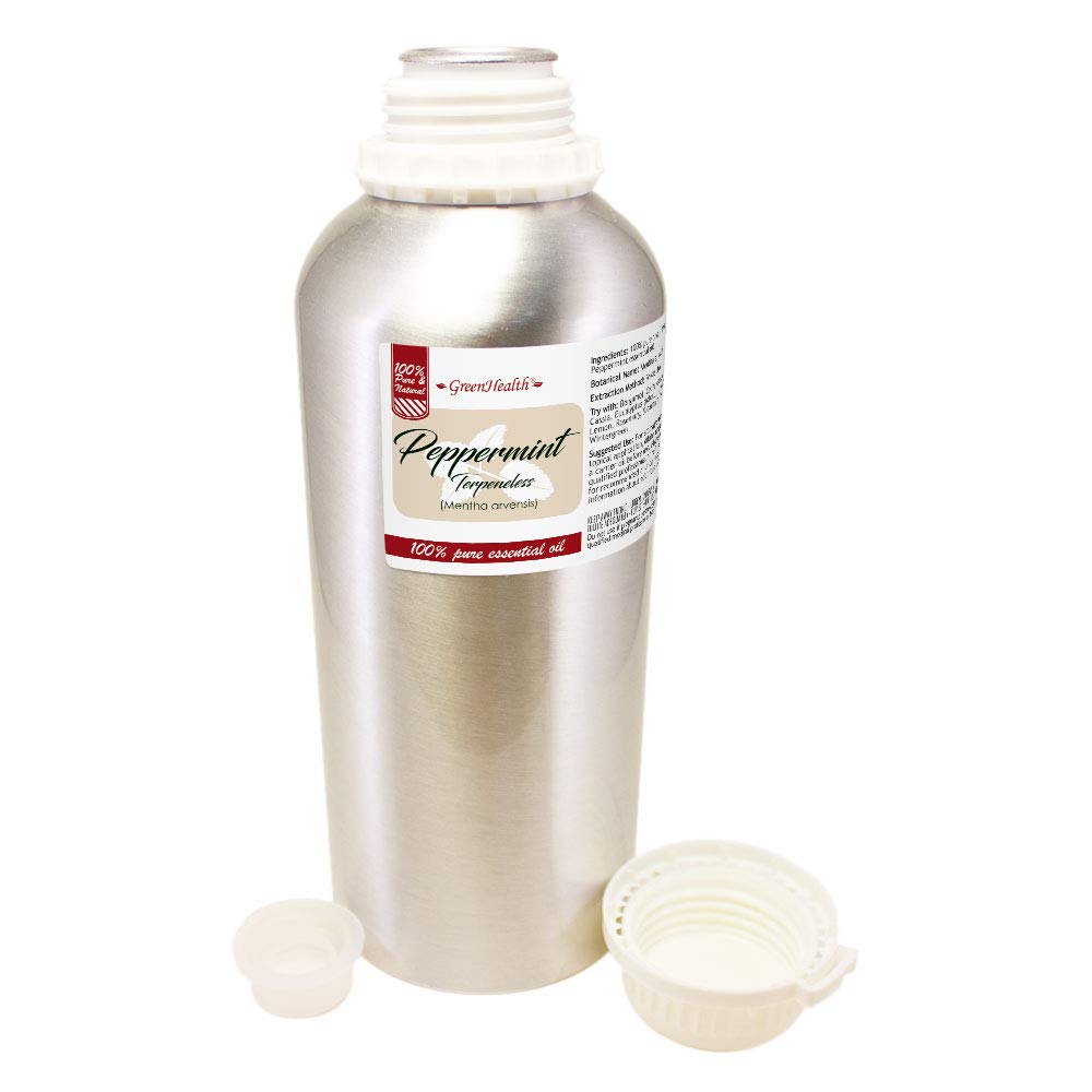 32 fl oz - Peppermint Essential Oil (Terpeneless) 100% Pure - Aluminum Bottle - GreenHealth
