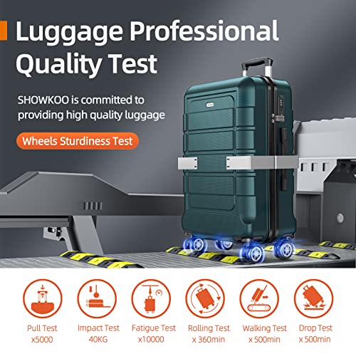 SHOWKOO Luggage Sets Expandable PC+ABS Durable Suitcase Double Wheels TSA Lock Black