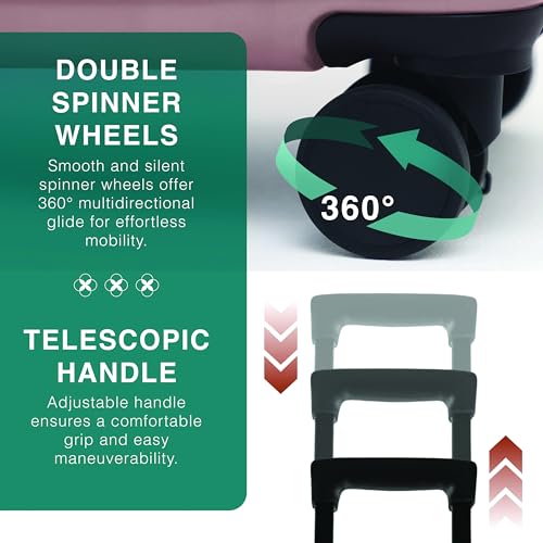 22 Inch Carry On Luggage 22x14x9 Airline Approved, Carry On Suitcase with Wheels, Hard-shell Carry-on Luggage, Durable Luggage Carry-On, Black Small Suitcase with Cosmetic Case