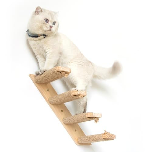 2 Pack 4 Steps Cat Wall Shelves Cat Stairs for Wall with Sisal Rope.Cat Wall Steps/Ladder Furniture ＆ cat Tree Supplies(Catstairs 2Pack-4Steps)