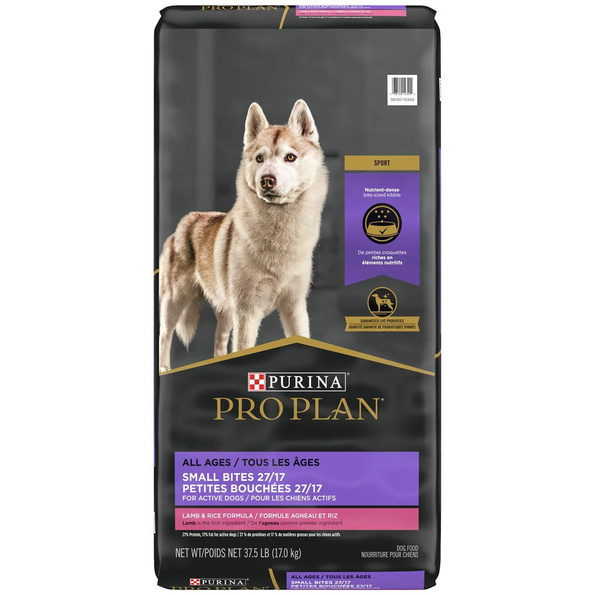 Purina Pro Plan High Protein, Small Bites Dog Food, SPORT 27/17 Lamb and Rice Formula