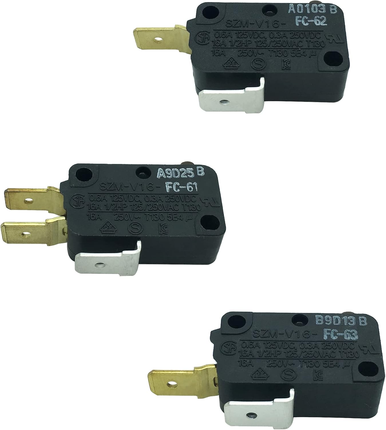 LONYE W10727360 & W10269458 & W10269460 Microwave Door Switch Replacement for Whirlpool Microwave SZM-V16-FC-61 SZM-V16-FC-62 SZM-V16-FC-63