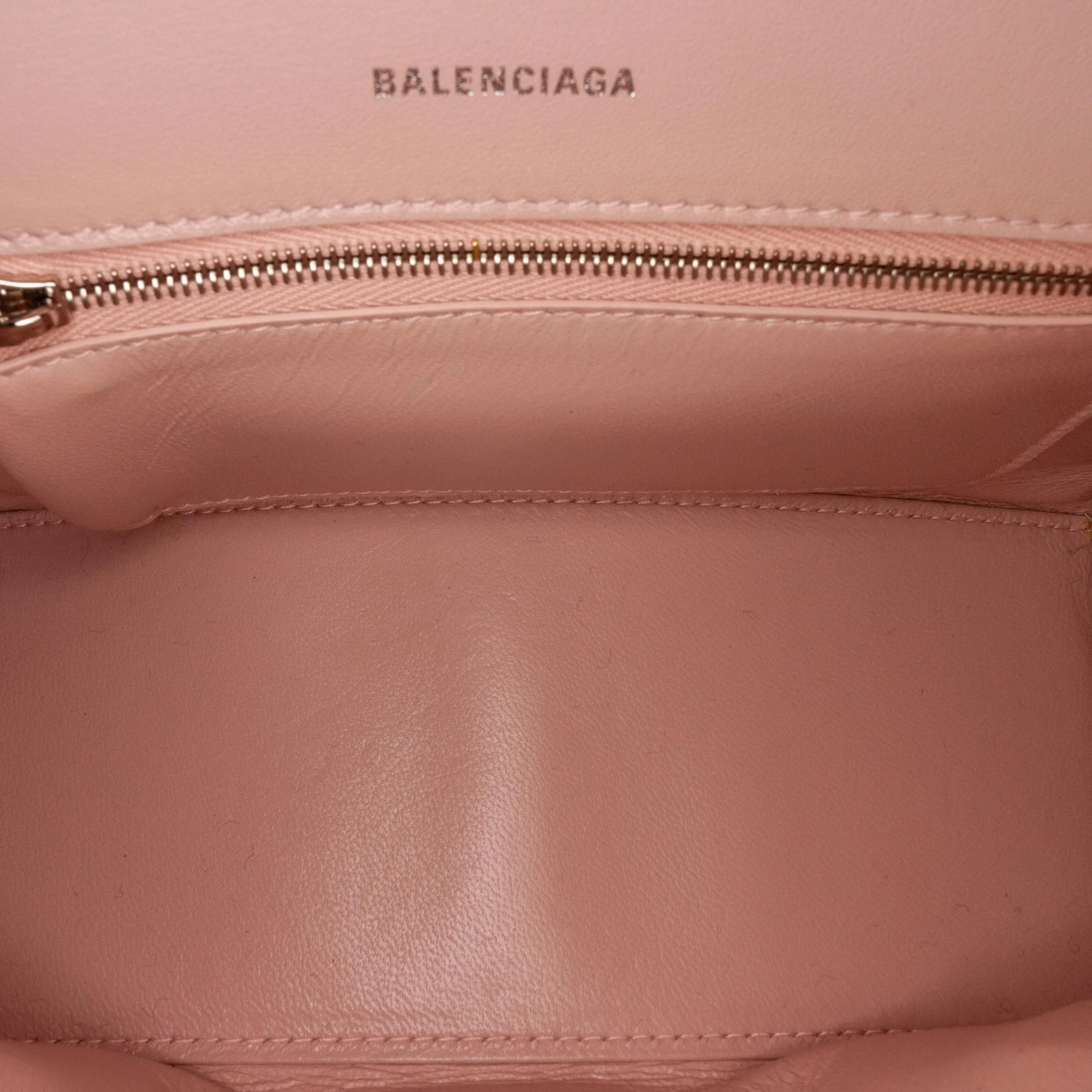 Pre-Owned Authenticated Balenciaga Hourglass S Satchel Calf Leather Pink Unisex (Good)
