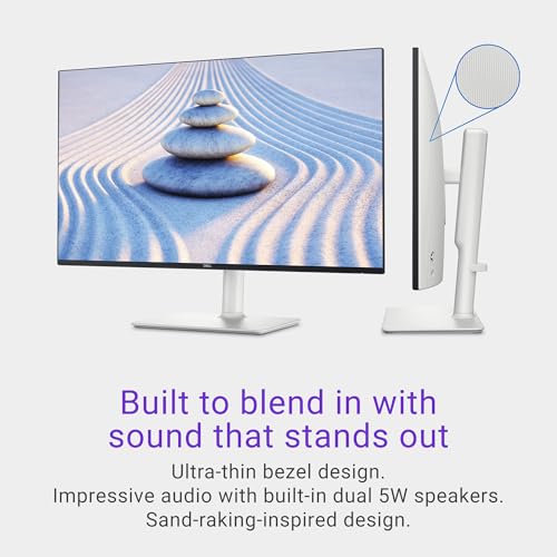 Dell S2425HS Monitor - 23.8 Inch, FHD (1920x1080) Display, 100Hz Refresh Rate 1500:1 Contrast Ratio, TÜV Rheinland Eye Comfort 4 Star, Integrated 2x5W Speaker, Height/Tilt/Swivel/Pivot - Ash White