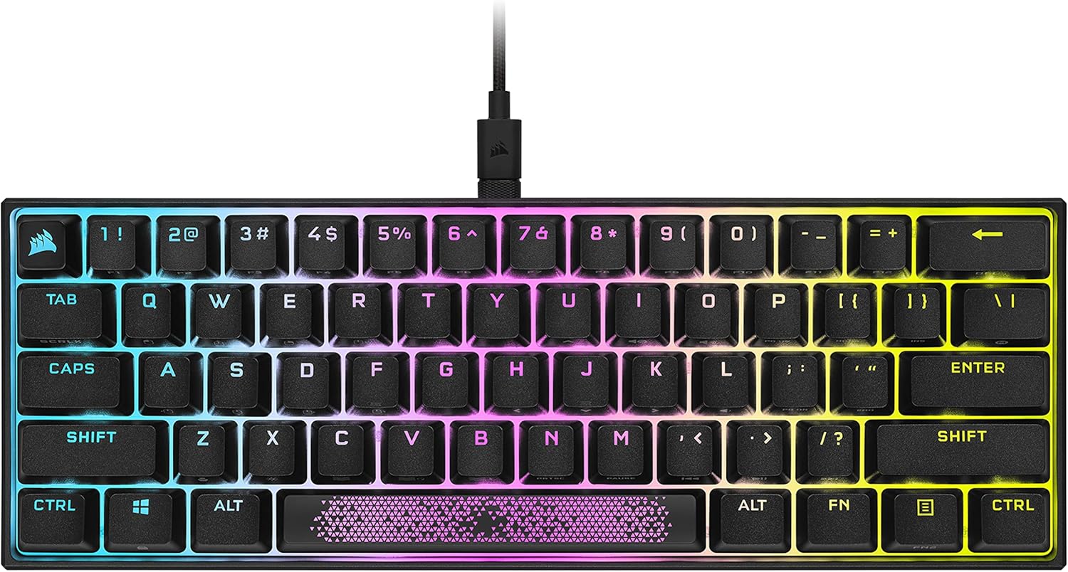 CORSAIR K65 RGB MINI 60% Mechanical Gaming Keyboard - Customizable Per-Key RGB Backlighting - CHERRY MX Red Mechanical Keyswitches - Detachable USB Type-C Cable - AXON Hyper-Processing Technology