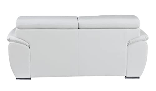 4571 Veal Collection Leather Upholstered Modern Living Room Chair, Loveseat, Sofa, White