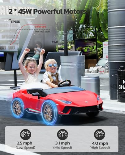 ELEMARA 2 Seater Ride on Toy for Big Kids,12V10Ah Lamborghini Ride On Car, 4.0 mph,Max 130lbs,Electric Car w/Remote, Kids' Electric Vehicles,3 Speeds,MP3,LED Light,Car for Kids to Drive 3-8,Rose Pink