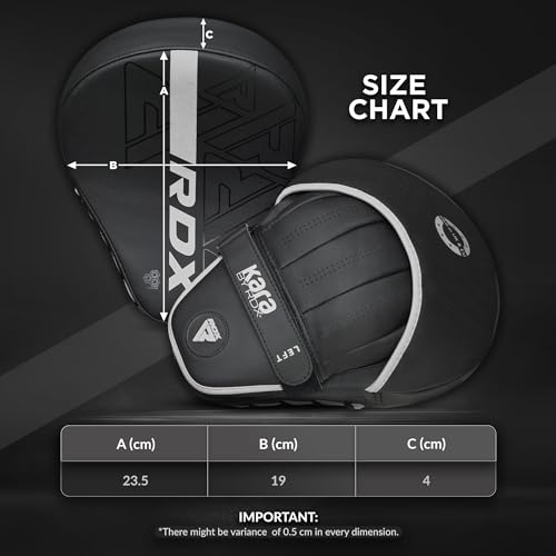 RDX Boxing Pads Curved Focus Mitts, Maya Hide Leather Kara Hook and jab Training Pads, Adjustable Strap Ventilated, MMA Muay Thai Kickboxing Coaching Martial Arts Punching Hand Target Strike Shield