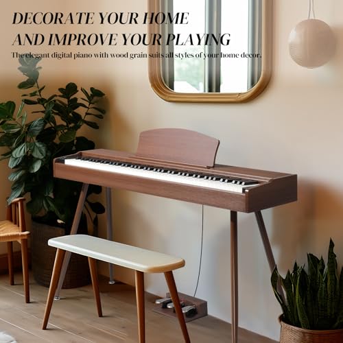 Ktaxon Digital Piano 88-Key Weighted Action Electric Piano with 3-Pedal Unit, Double Bluetooth, Split/Touch/Transpose Control Functions(Black)