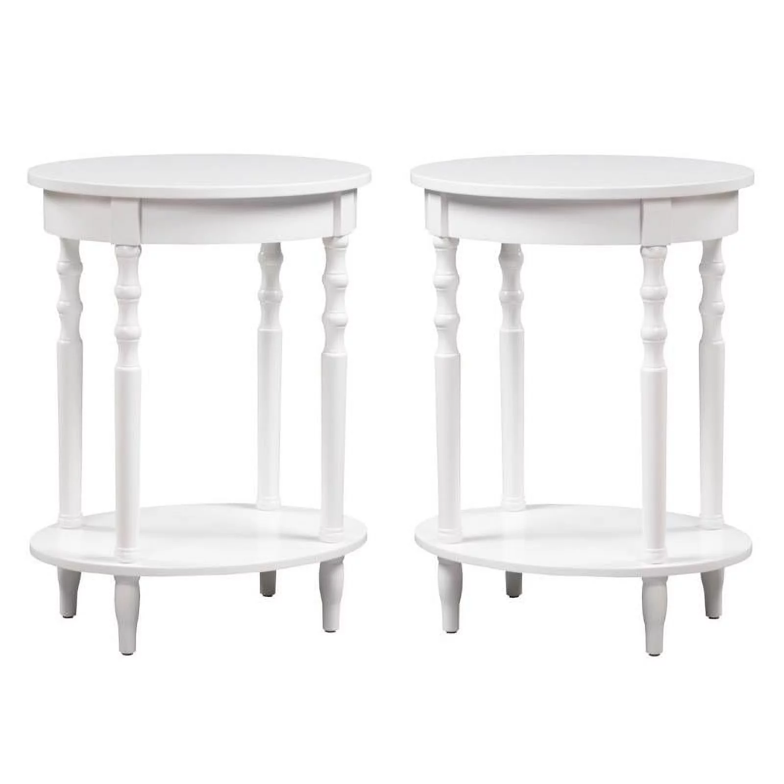 Home Square Accents Brandi Oval End Table in White - Set of 2