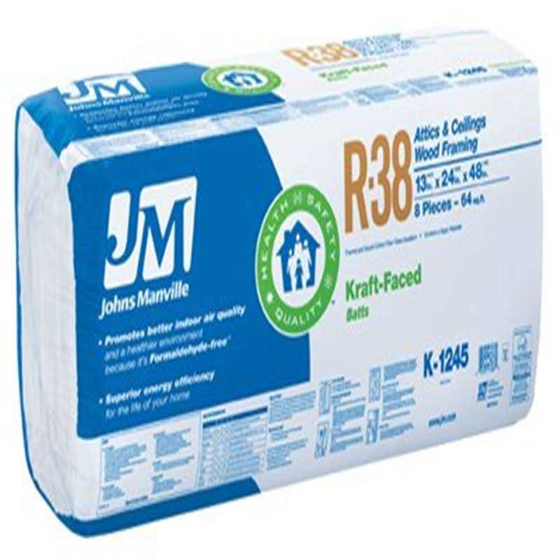 Johns Manville R38 Kraft Batt Fiberglass Insulation 64 Sq. Ft. Coverage