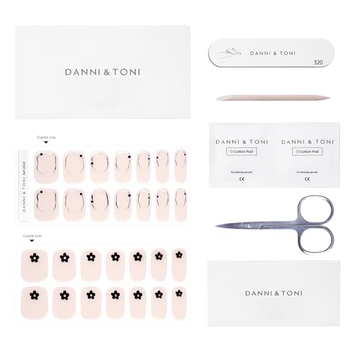 DANNI & TONI Semi Cured Gel Nail Strips Christmas Santa Claus Snowflakes Cat Eye Gel Nail Wraps 28 Stickers | Mistletoe Meow