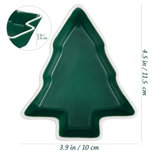 Luxshiny Mini Christmas Tree Candy Bowls: 2Pcs Small Christmas Serving Dishes Ceramic Snack Trays for Appetizer, Snacks, Fruit, Candy Dessert (Green)