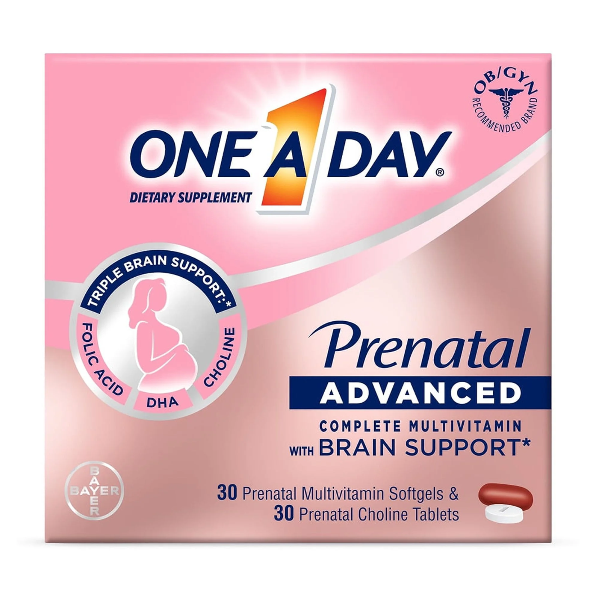 One A Day Womens Prenatal Advanced Complete Multivitamin with Brain Support (Pack of 32)