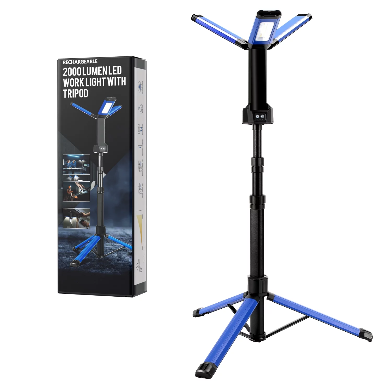 Teedor LED Work Light, Rechargeable Work Light with Tripod 2000 Lumens for Workshop Indoor Outdoor