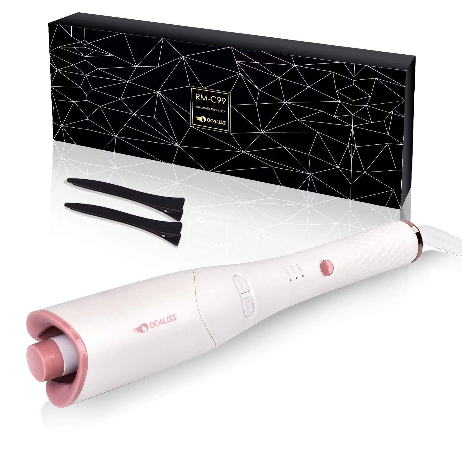 OCALISS Automatic Curling Iron,Pro Hair Curler with 1 Ceramic Rotating Barrel, 3 Temperature Control,Fast Heating,Anti-Scald,Dual Voltage, Automatic Curling Iron for Hair Styling