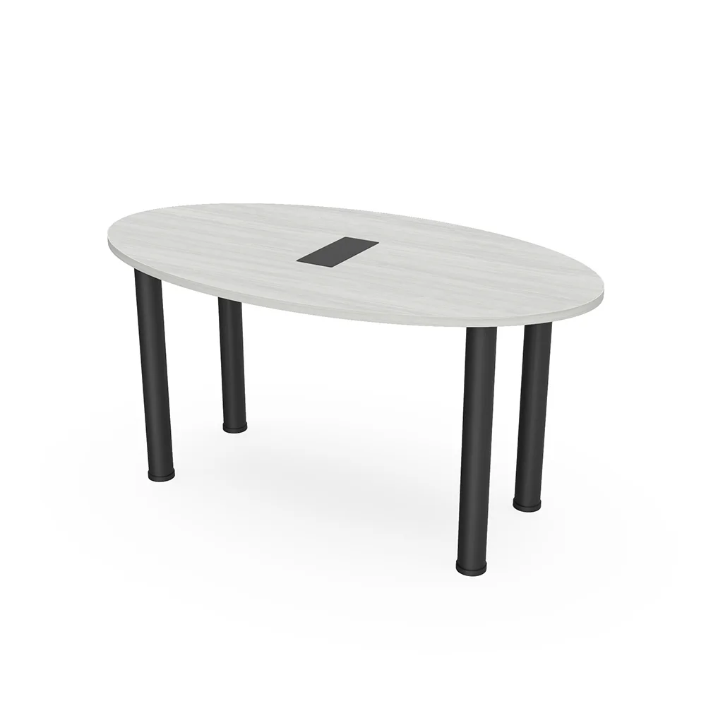 10' Oval Shaped Conference Room Table with Power Modules And Post Legs