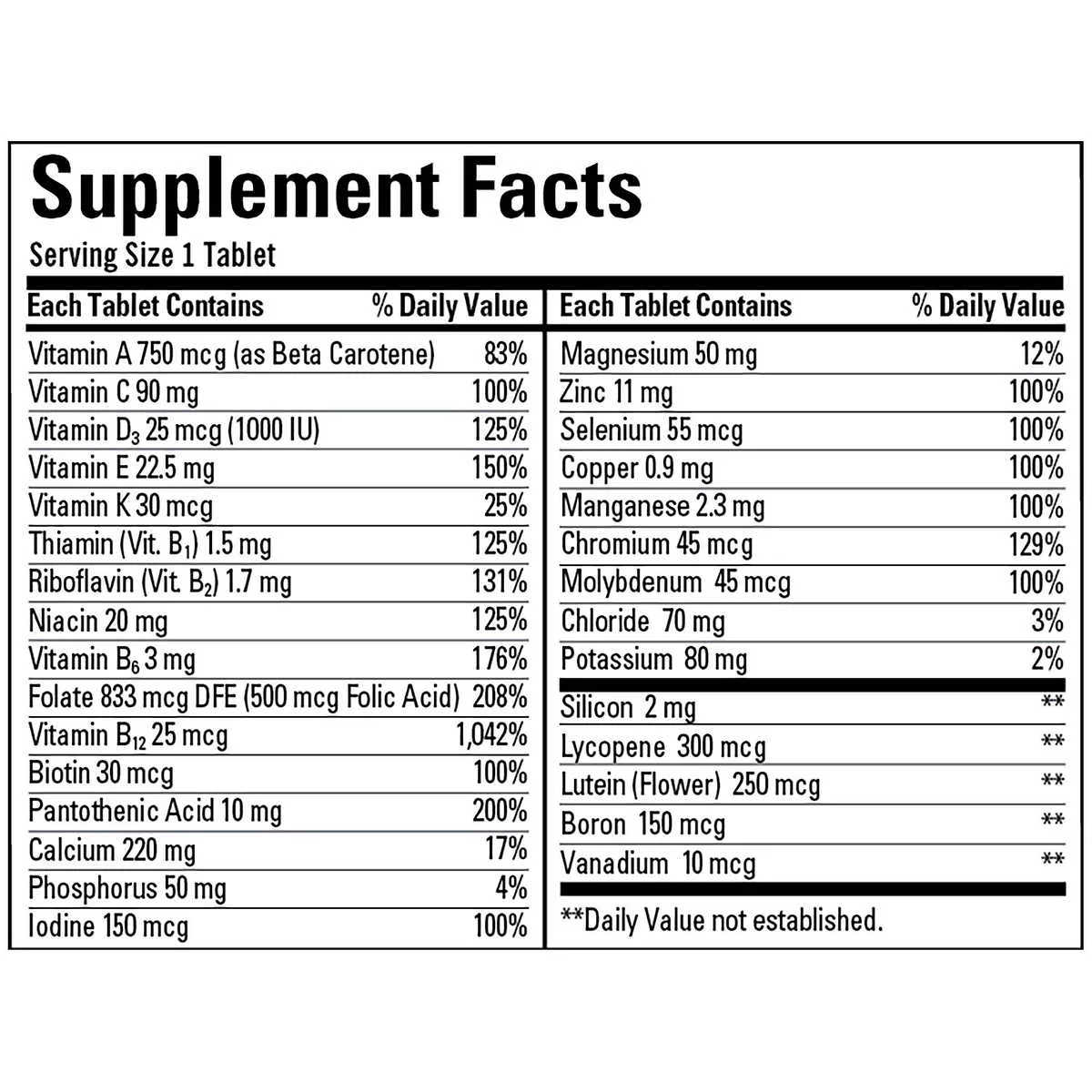 3 Pack | Kirkland Signature Adult 50+ Mature Multi Vitamins & Minerals, 400 Tablets