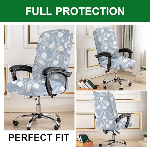 Printed Office Chair Cover Stretch Computer Chair Slipcover Universal Desk Rotating Chair Cover with Zipper Boss Chair Covers Office Chair Seat Cover Armchair Cover Slipcovers,M, 24